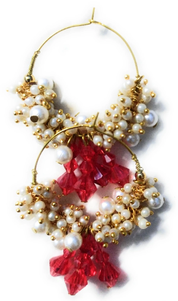 NIBRAS Crystal Seed Dangling Hoop Earrings - B09JKTDTF1, 15gm, 6.5cm x  5.5cm x 1.5